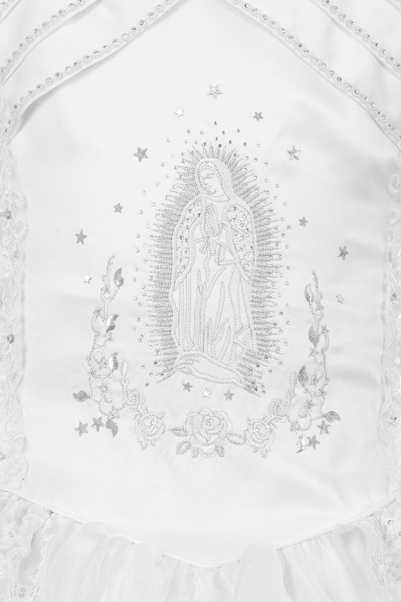 organza communion dress with virgin mary bodice