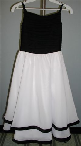 Organza Black Ruched Bodice Flower Girl Dress and Ivory skirt.