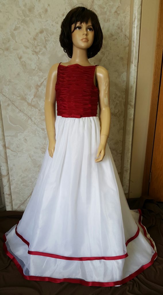 red apple Spaghetti strap flower girl and bridesmaid dresses.