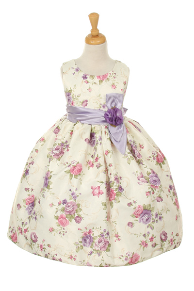 Girls lavender flowered Easter dress
