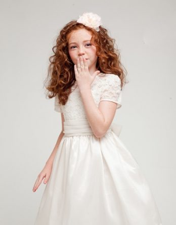 Short sleeve lace dress sale. Little girls short ivory lace dress on sale for $40. Flower girl, holiday, party, church.