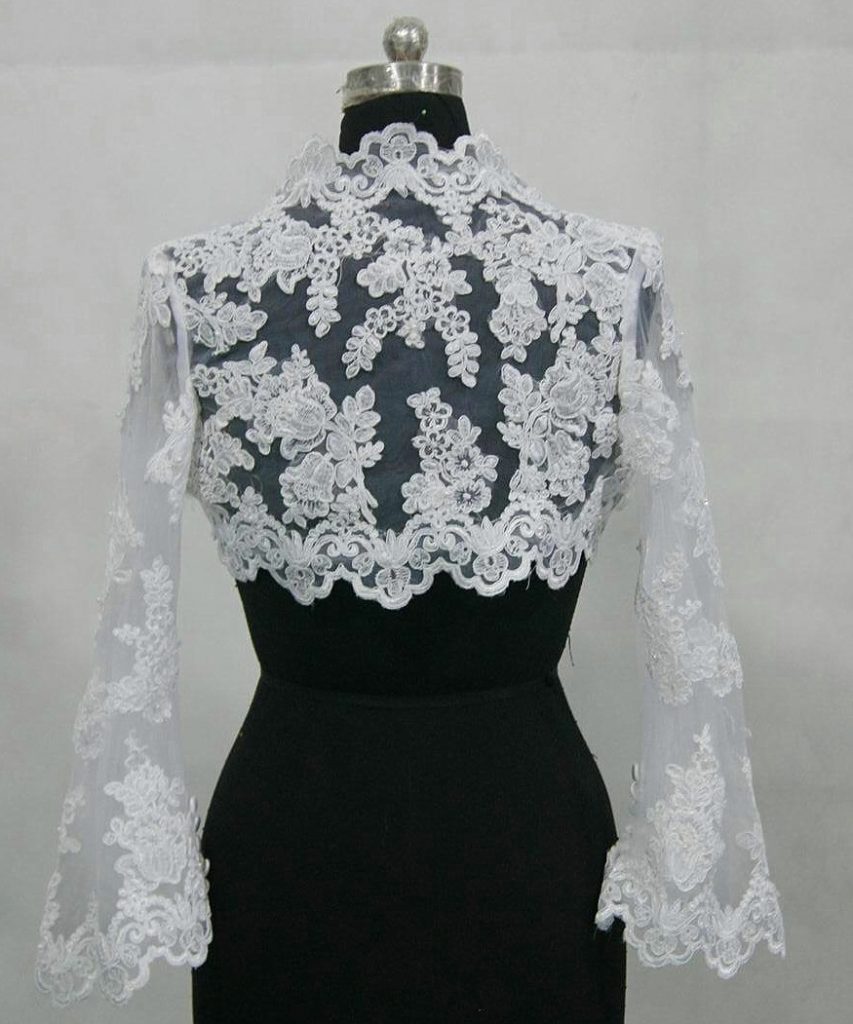 A lace bolero jacket will make the finishing touch to your wedding dress.