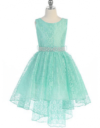 mint green hi-low flower girl dress