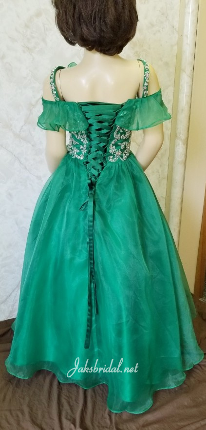 green corset back dress