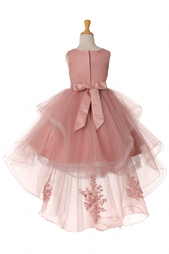 dusty rose high low dress for little girls