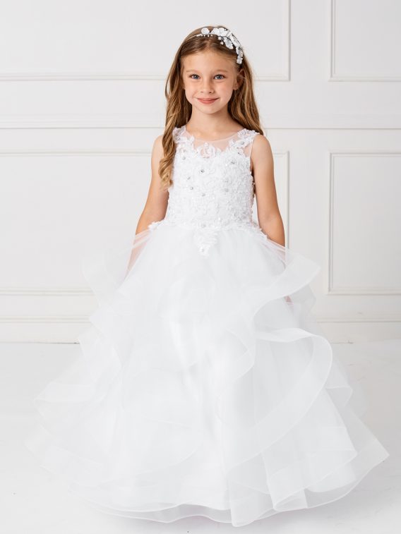 Girls White Party Ball Gowns.