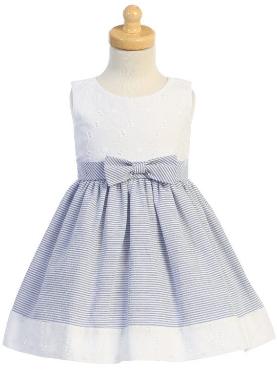 blue cotton embroidered eyelet easter dress