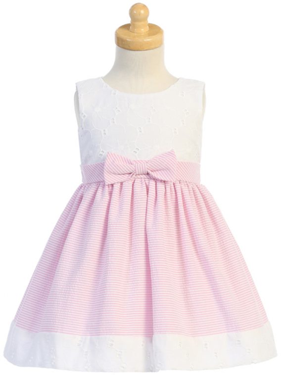 pink cotton embroidered eyelet easter dress