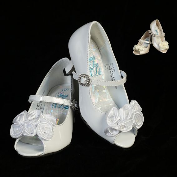Nancy girls white heel shoe