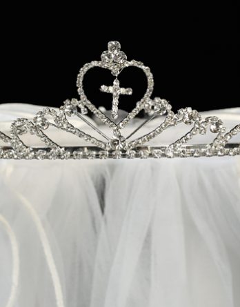 rhinestone cross tiara veil