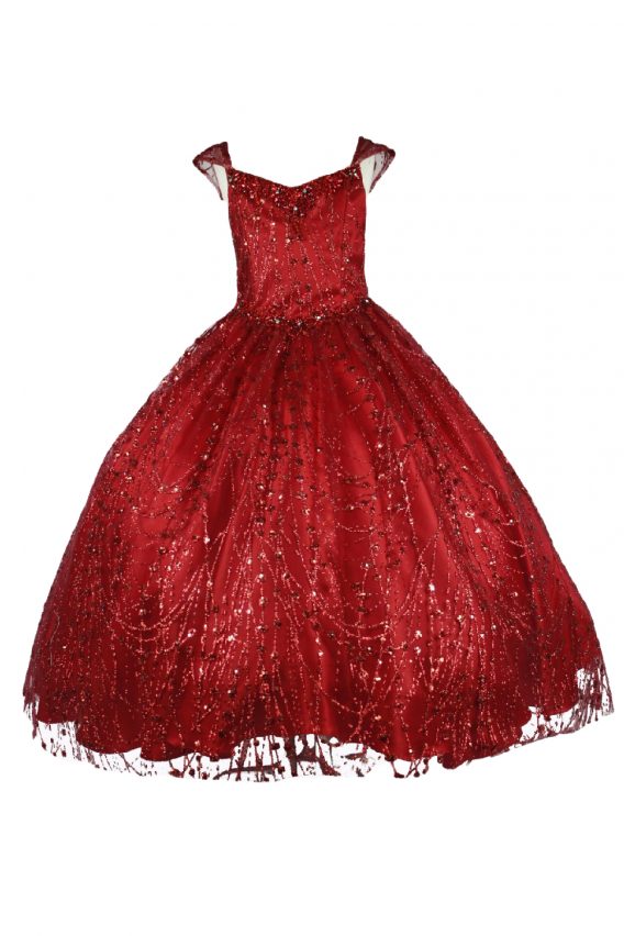 Girls Long Metallic Glitter Pageant Dresses. This elegant dress features a sweetheart sleeveless bodice, sparkly glitter embellishments, an open back, a long A-line skirt, and a lace-up corset back.