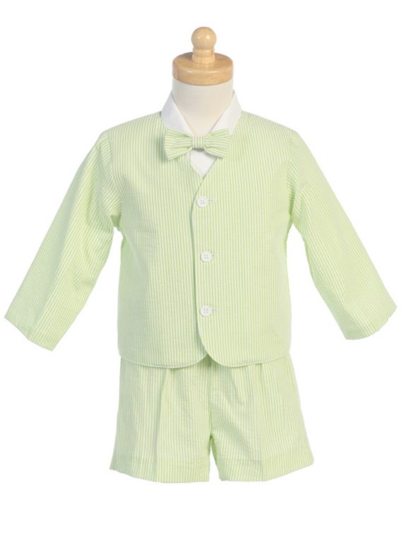 Green 4-Piece Suit Includes Jacket, Shorts, Shirt and Bow Tie