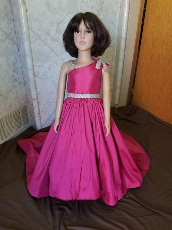 pink one-shoulder dress