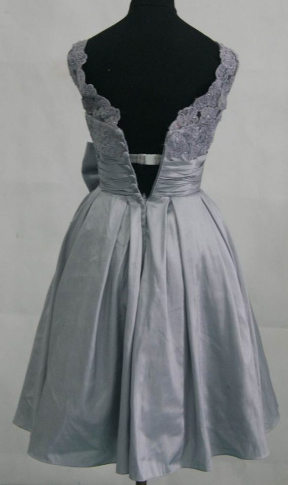 silver short lace wedding dress