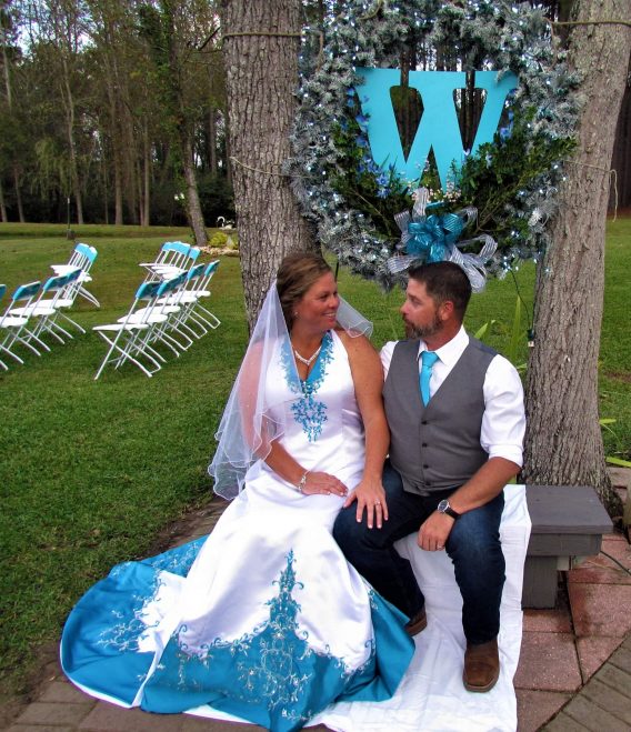 blue and white wedding dresses with halter top