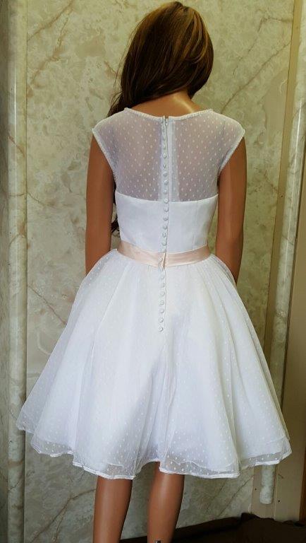 Knee Length Polka Dot Wedding Dress