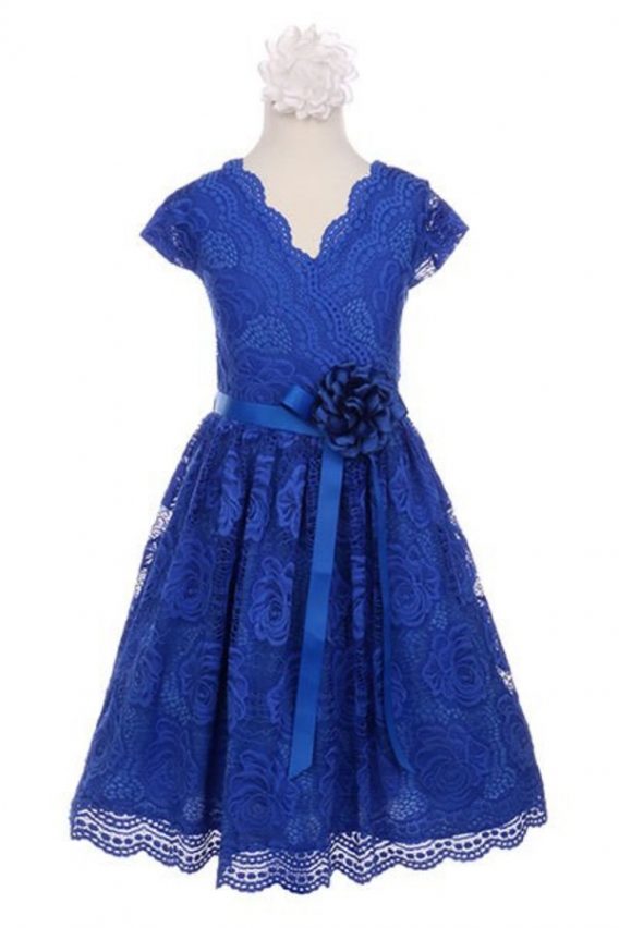 girls royal blue lace dress