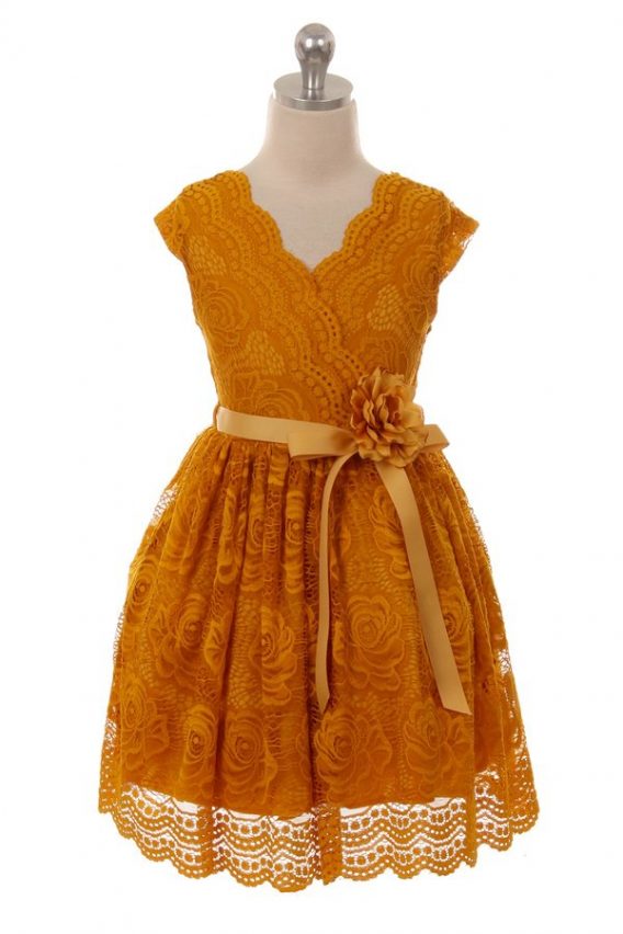 girls mustard lace dress