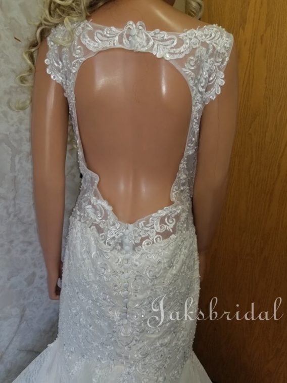 Fit and flare 2021 wedding dress sale. Silhouette will hug your figure and flare it out with elegant detailing and lace embroidery and brilliant faux pearls.