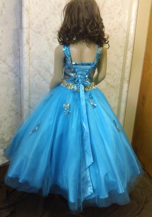 Rachel Allan Perfect Angels 1516 Long little girl Pageant ball gown with sequin bodice and heavily beaded waist, full soft tulle skirt with sequin embellishment. On sale.