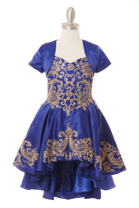 royal blue and gold flower girl dresses