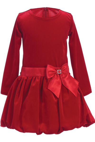 Girls Long Sleeve Red Velvet Christmas Dress size 2T-10.