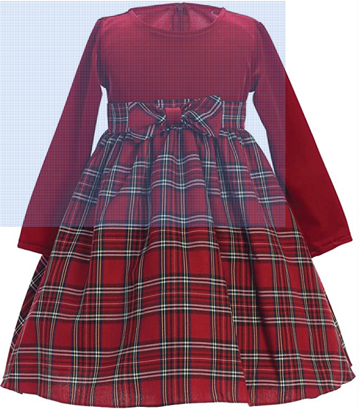 red velvet plaid dress