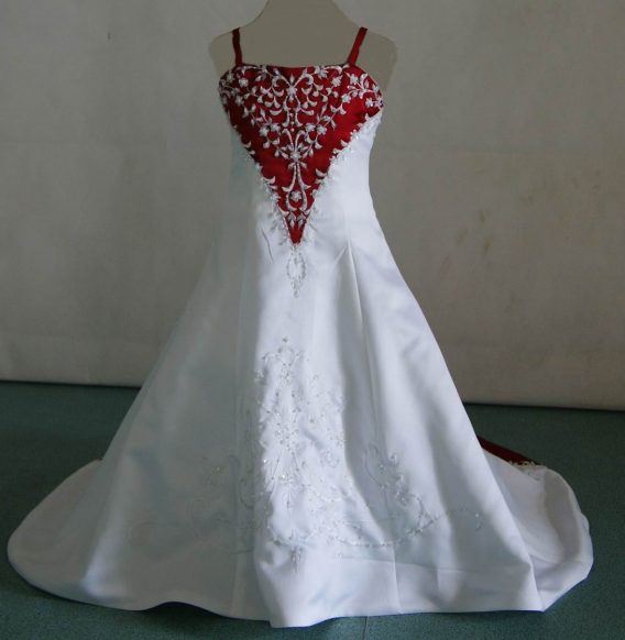 red and white baby flower girl dress