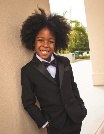 Five-piece boy size 1-16 black suit.