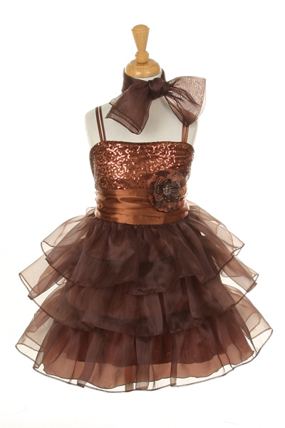 Toddler brown sequin dress sale.