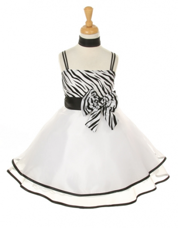 White and black Zebra Print Dresses For Kids