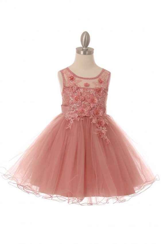 girl mesh dress is in bloom with beautiful 3D flowers, making it a perfectly precious Easter dress for your girl