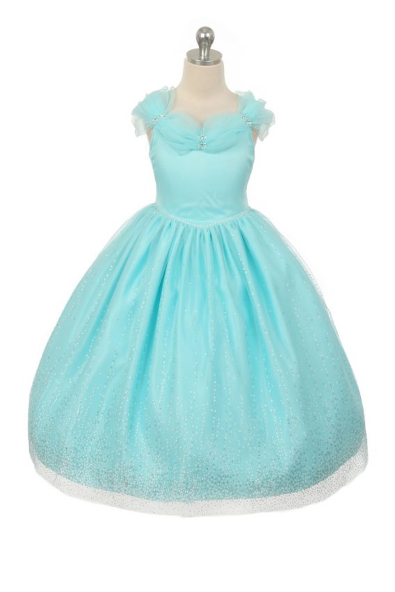 Princess style dress with a free matching color tiara. Beautifully made tulle dress in pink, aqua, yellow or lilac.