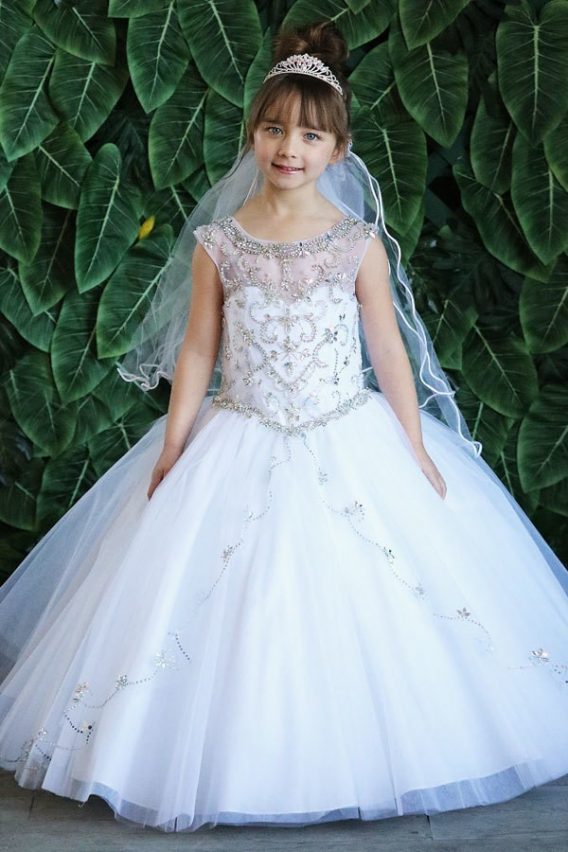 Child size ball gowns.