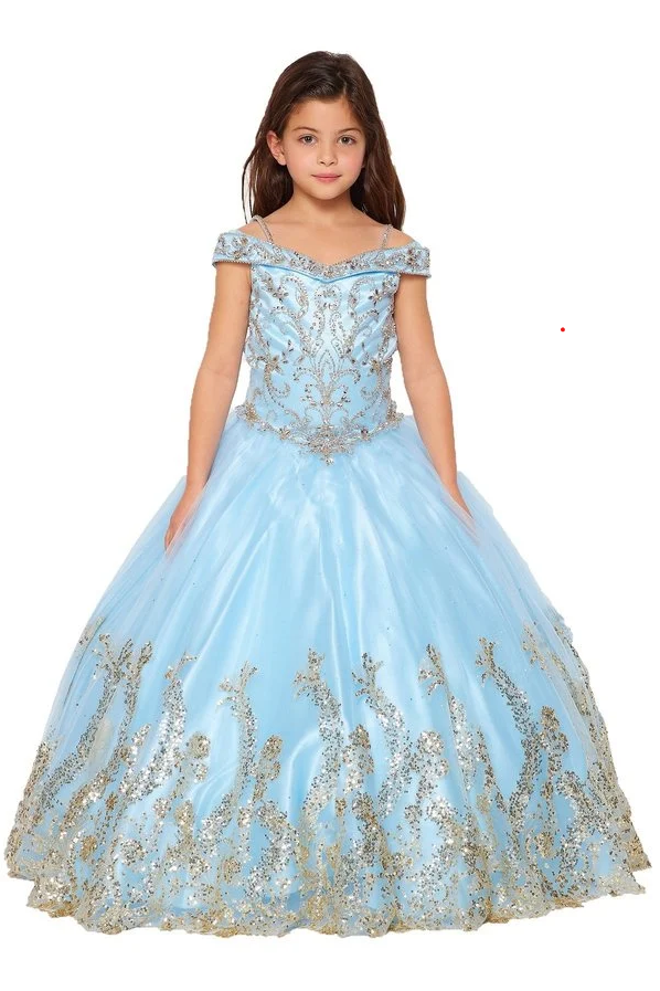 Amazon.com: Koeride Girls Off Shoulder Pageant Dresses Long Appliques  Ruffle Tulle Princess Flower Girl Dress Ball Gown Black Size 2: Clothing,  Shoes & Jewelry