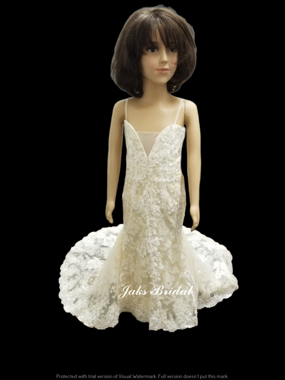Champagne fit and flare flower girl dress