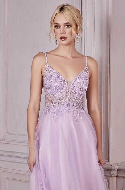Lilac Beaded Prom Dress