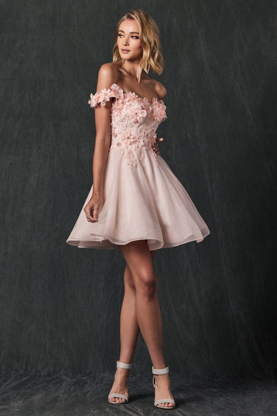 blush cocktail prom dress