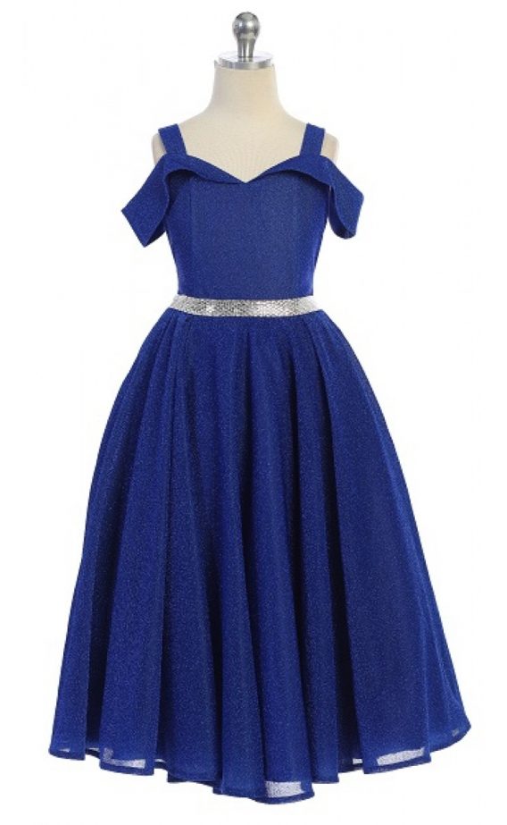 Royal blue off shoulder dresses