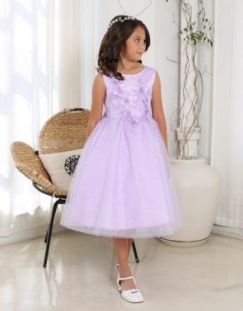 tea length lavender flower girl dress