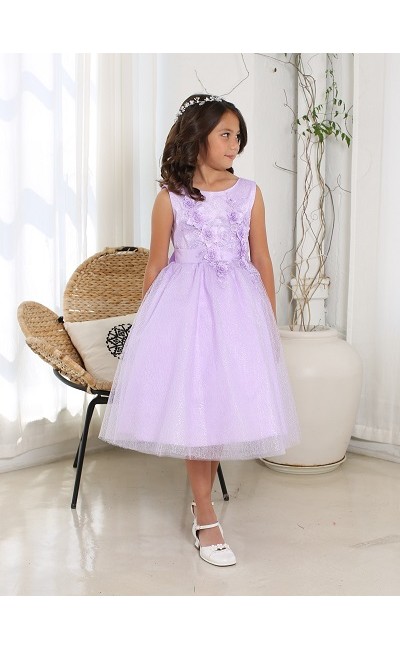 tea length lavender flower girl dress