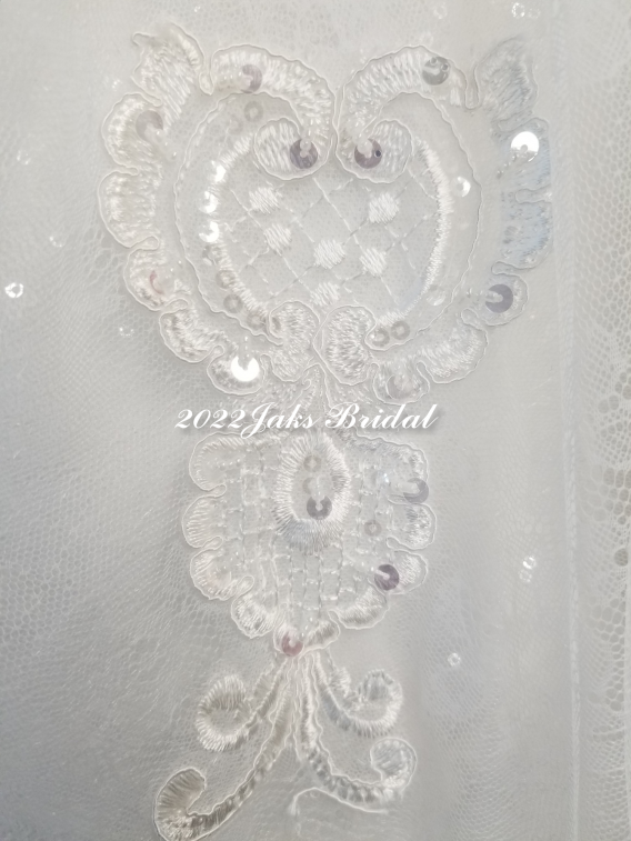 White beaded lace flower girl dress