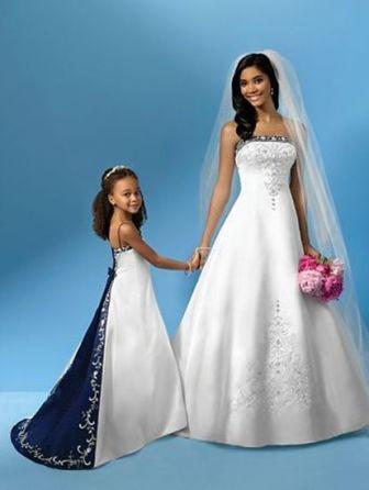 blue and white bridal gowns
