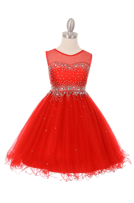 short red tulle holiday dress