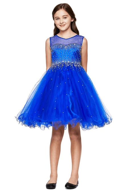 short royal blue tulle holiday dress