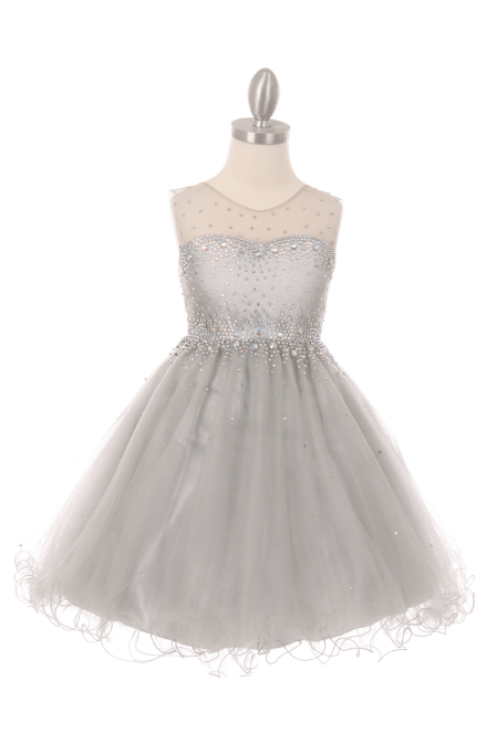 short silver tulle holiday dress