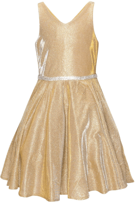 Gold v neck pocket dress
