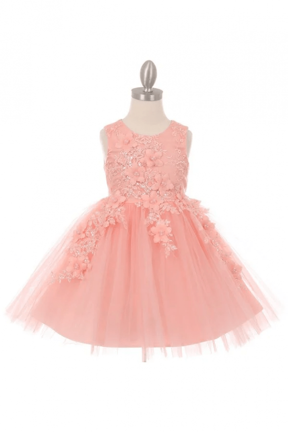 Blush floral 3D applique dresses
