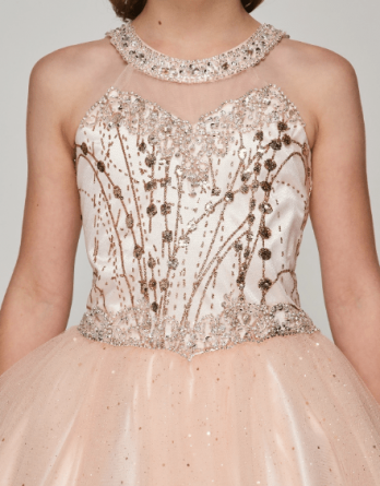 Halter tulle dress | girls size 4-16 | champagne, blush.