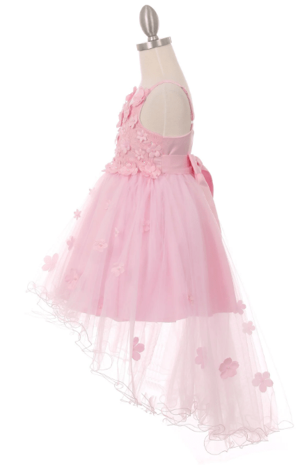 pink high low flower dress